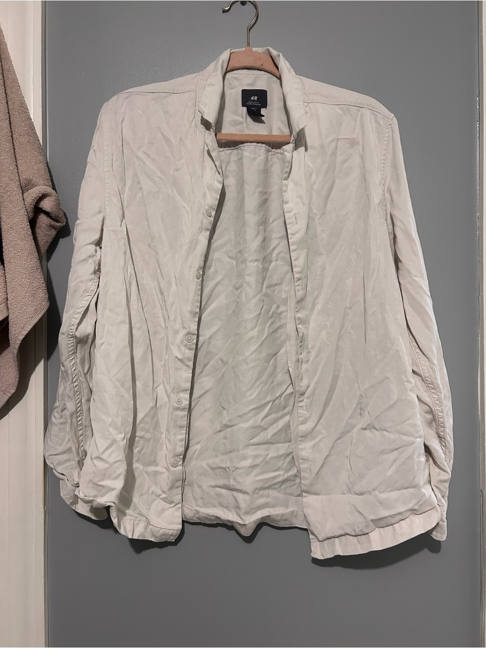 H&M Women's Cream Button-Front Lightweight Shirt Jacket